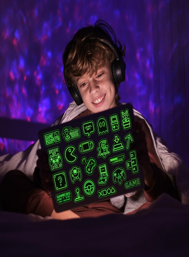 Robmoda 51 Pcs Neon Game Stickers for Kids Glow in The Dark, Gamer Inspirational Sticker for Water Bottle, Vinyl Waterproof Laptop Decals for Teens Girls Boys, Students Adults Sticker Pack - Image 2