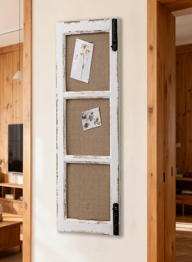 سوفي لوحة إعلانات بإطار من الكتان بطول 32 بوصة من SOFE، ديكور جداري مبتكر على شكل إطار نافذة، لوحة دبابيس من قماش أبيض عتيق، لوحة رسائل ضيقة على طراز المزرعة، لوحة رؤية/ملاحظات مزخرفة - Image 1