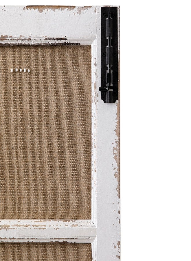 سوفي لوحة إعلانات بإطار من الكتان بطول 32 بوصة من SOFE، ديكور جداري مبتكر على شكل إطار نافذة، لوحة دبابيس من قماش أبيض عتيق، لوحة رسائل ضيقة على طراز المزرعة، لوحة رؤية/ملاحظات مزخرفة - Image 3