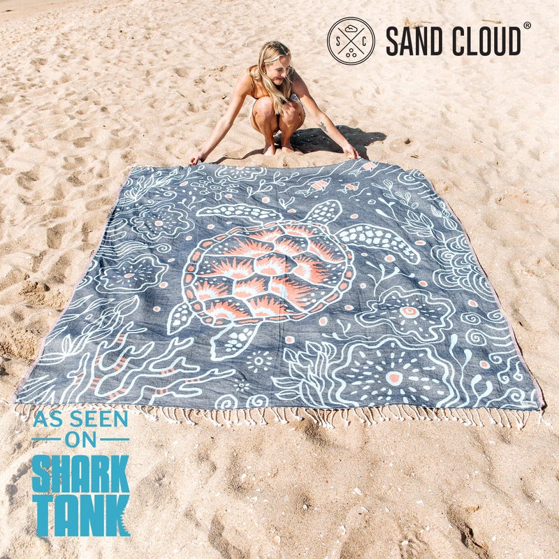 Sand Cloud Extra Large Turkish Beach Towel - Sand Free - 100% Organic Turkish Cotton Yarn - Quick Dry Towel for Beach, Picnic, Blanket or Bath - As Seen on Shark Tank - Marine Life (Boho Hawksbills) - Image 2
