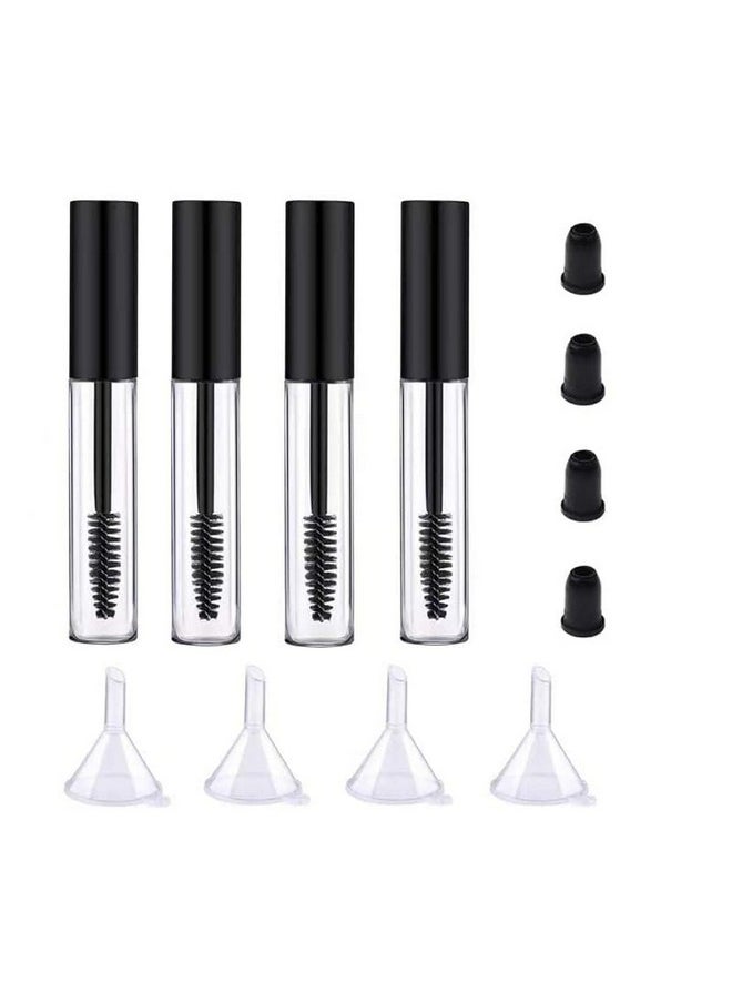 ForSewian 4 Pack Empty Mascara Tube with Eyelash Wand, ForSewian10ml Premium Eyelash Cream Container Bottle with Mini Funnels and Leak Stoppers (black)  - Image 1
