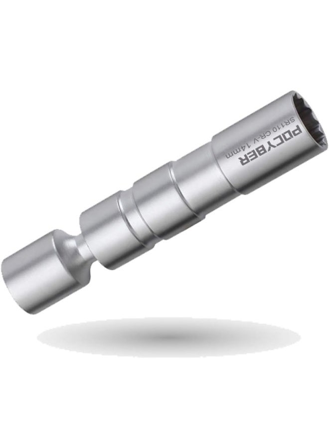 POCYBER POCYBER 14mm Swivel Spark Plug Socket 3/8" Drive Enhanced Magnetic 12 Point 9/16" Thin Wall Socket Spark Plug Removal Tool  - Image 1