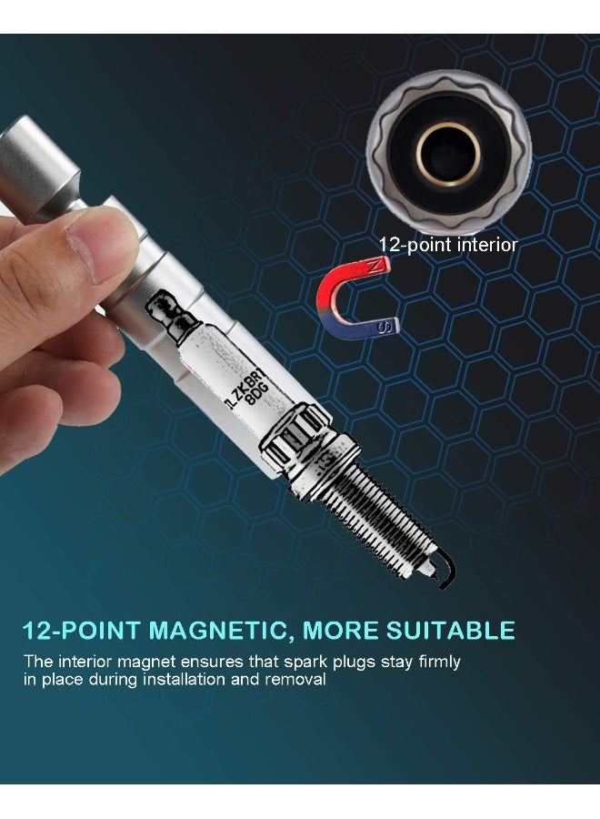 POCYBER POCYBER 14mm Swivel Spark Plug Socket 3/8" Drive Enhanced Magnetic 12 Point 9/16" Thin Wall Socket Spark Plug Removal Tool  - Image 5