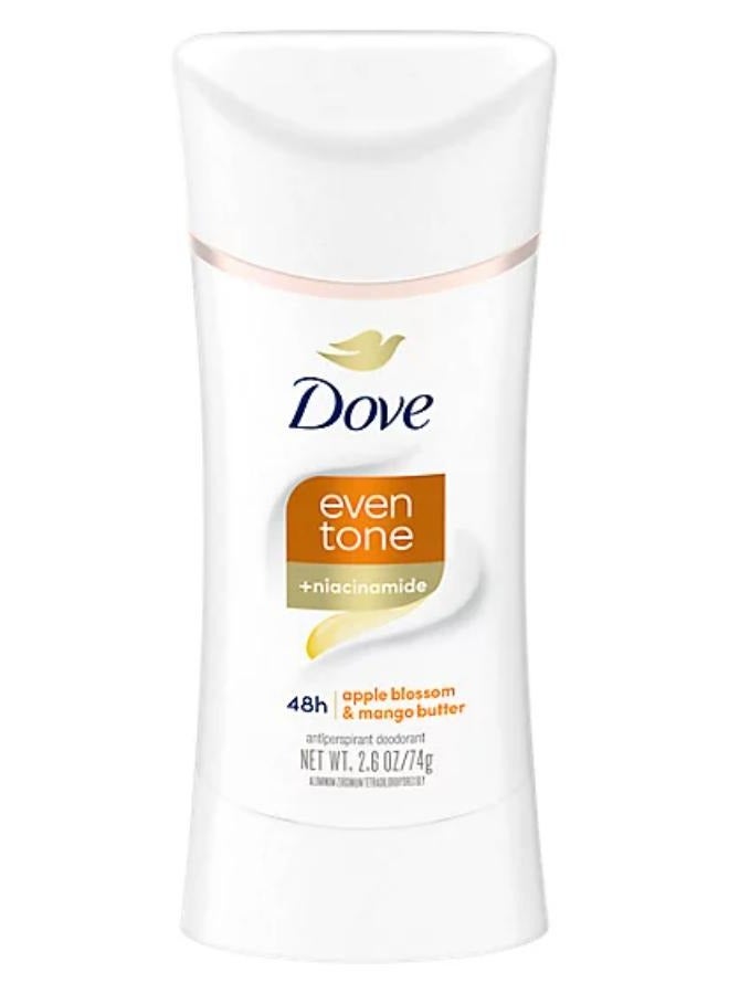 دوف عصا مزيل العرق المضادة للتعرق بزهرة التفاح وزبدة المانجو للبشرة غير متساوية اللون 74 جم