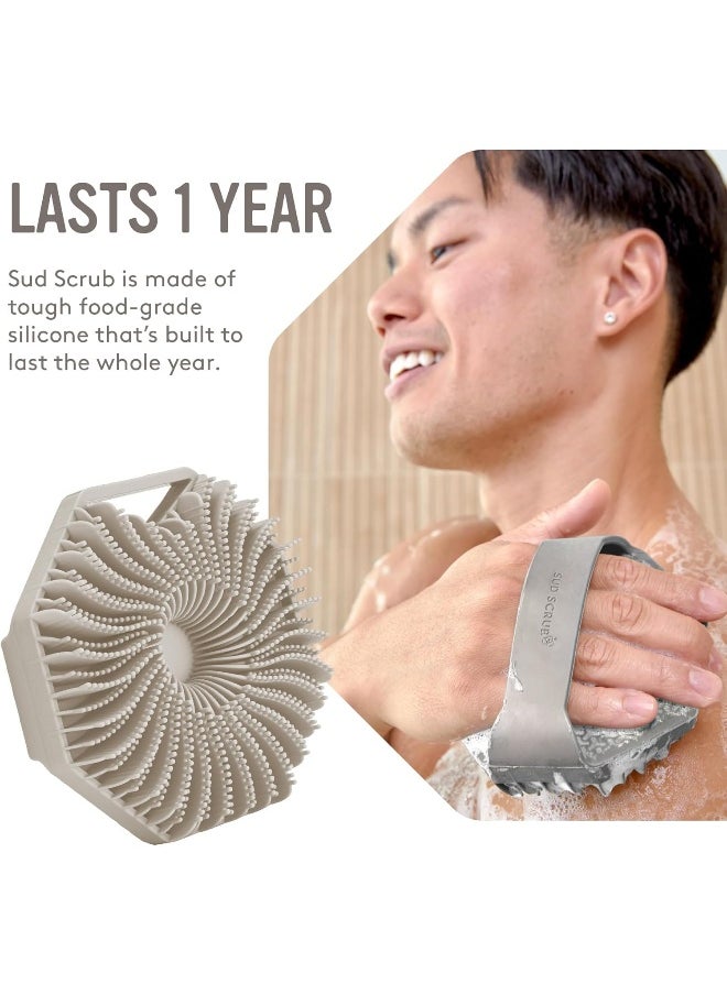 Sud Scrub Antimicrobial Silicone Body Scrubber, Exfoliating Body Scrubber For Sensitive Skin, Eco Friendly Shower Scrubber For Body, Silicone Body Brush For Showering, Clay  - Image 5