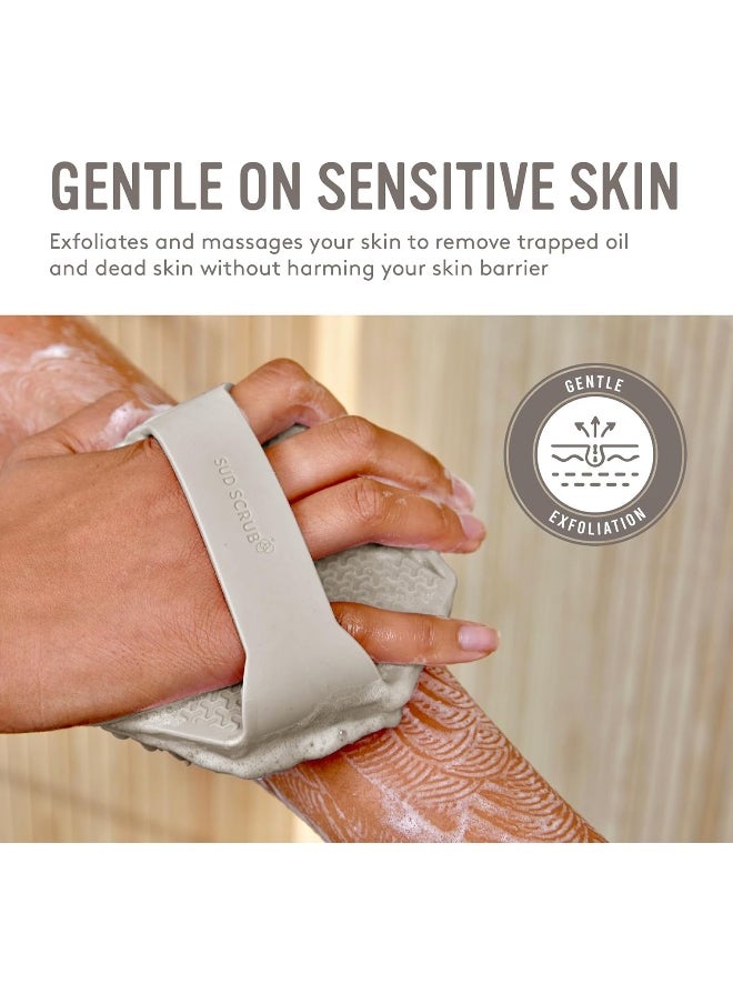 Sud Scrub Antimicrobial Silicone Body Scrubber, Exfoliating Body Scrubber For Sensitive Skin, Eco Friendly Shower Scrubber For Body, Silicone Body Brush For Showering, Clay  - Image 3
