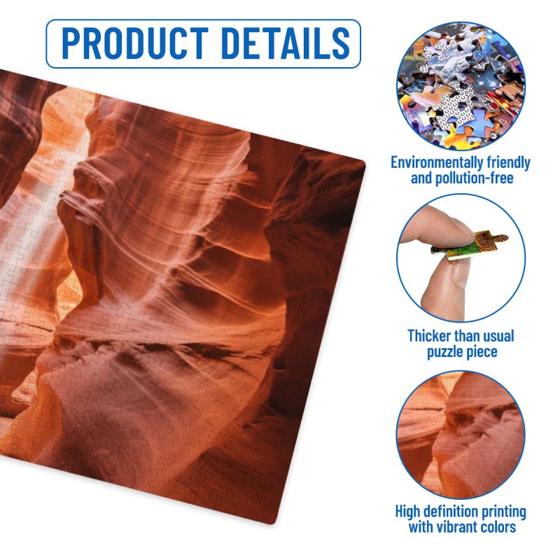 1000 Pieces Jigsaw Puzzle Antelope Canyon HD Challenging Complex Pattern for Adults and Teens - Image 4