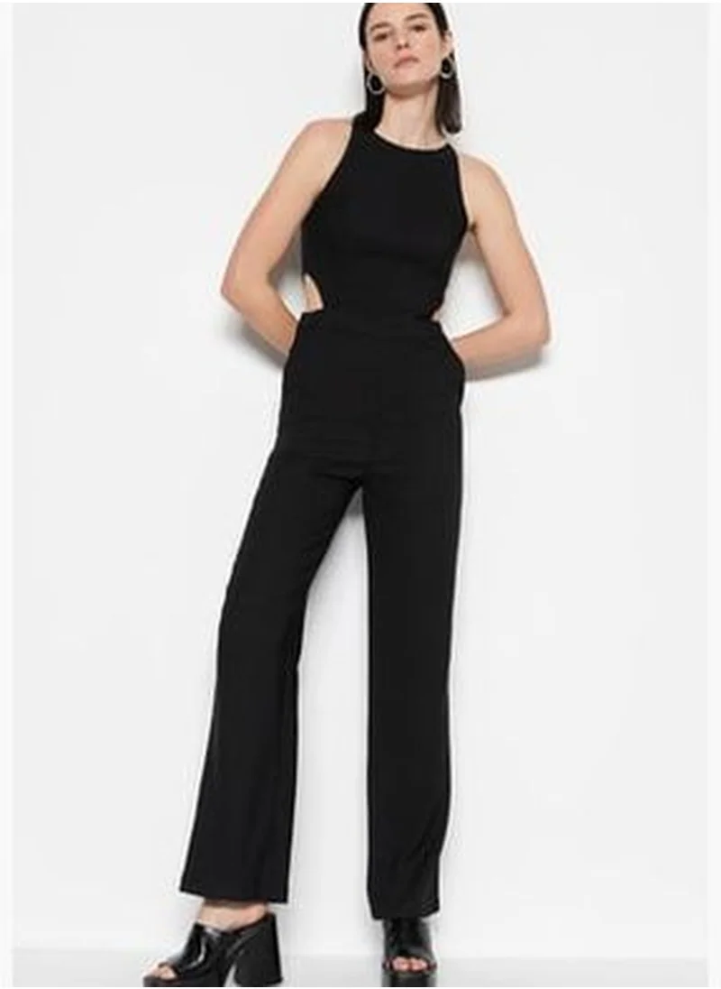 trendyol Black Woven Long Cut Out / Window Detail Jumpsuit TWOSS19LJ0139