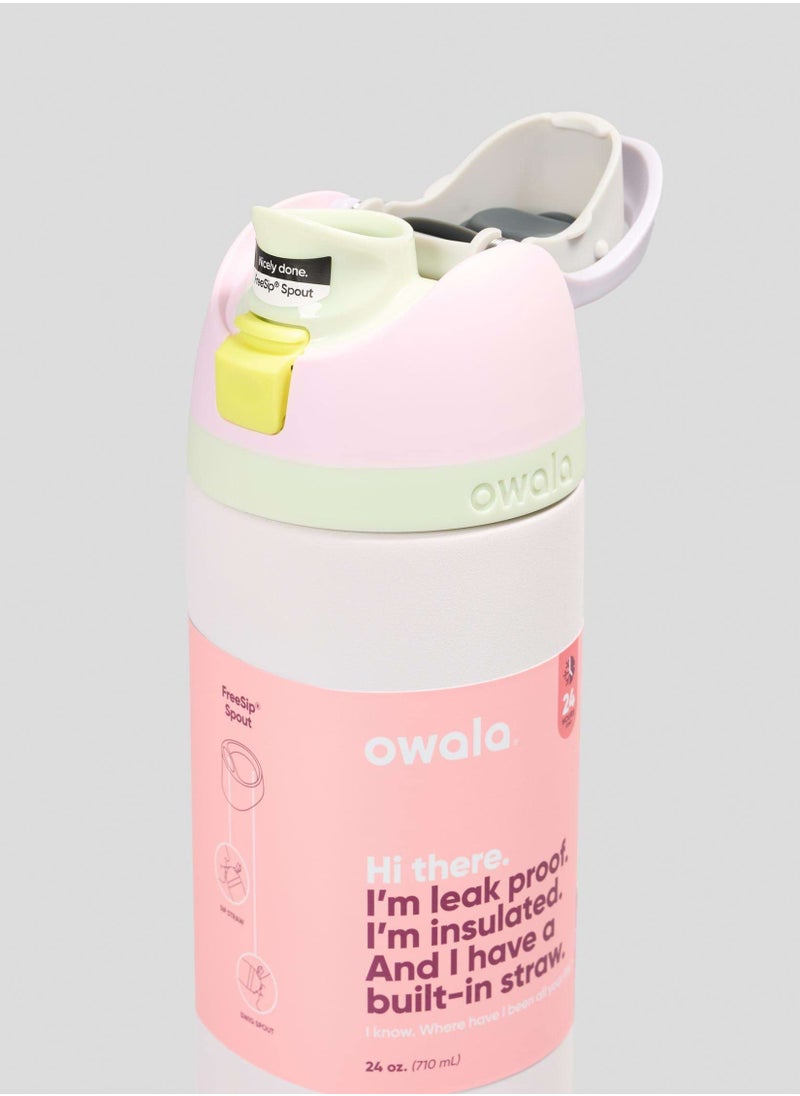 Owala - Freesip Insulated Stainless Steel Water Bottle With Straw For Sports And Travel, Bpa-Free, Candy Coated 24OZ - Image 1