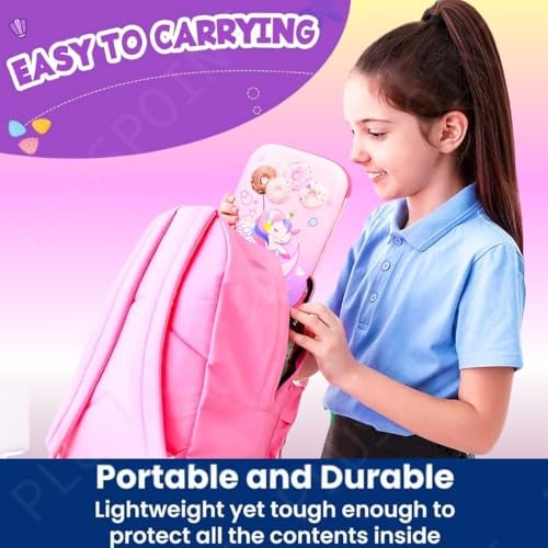 PLUSPOINT 3D Unicorn Pencil case Large Capacity Premium Stylish EVA Case Embossed Compass, School Supply Organizer for Students, Stationery Box, Cosmetic Zip Pouch Bag (Big Unicorn-Pink) - Image 5