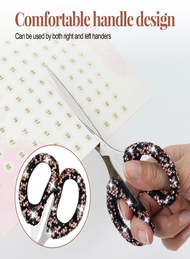 MultiBey 3pcs Bling Office Supplies Set Rhinestones Desktop Stapler and Tape Dispenser with 1000 Staples, Diamond Desktop Stapler and Bling Scissors Tape Cutter for Home School Office (Black) - Image 4
