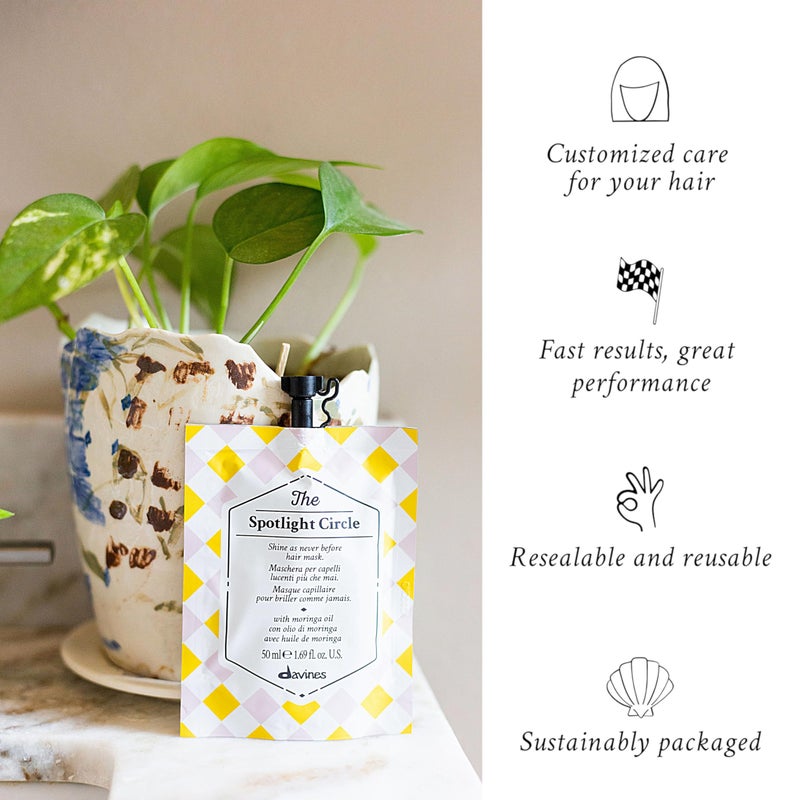 Davines The Spotlight Circle, Shine Enhancing Mask For Dull Hair, Boost Style Weightlessly, 1.69 fl. oz. - Image 4