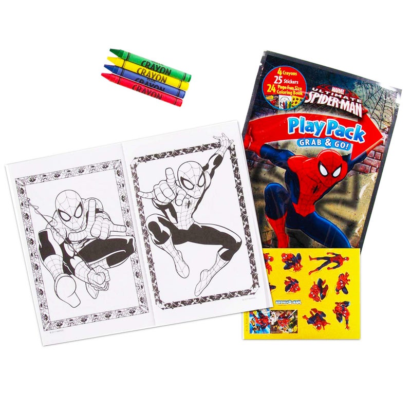 Bendon Set Of 15 Spiderman Play Packs Fun Party Favors Coloring Book Crayons Stickers Plus Loot Bags - Image 2
