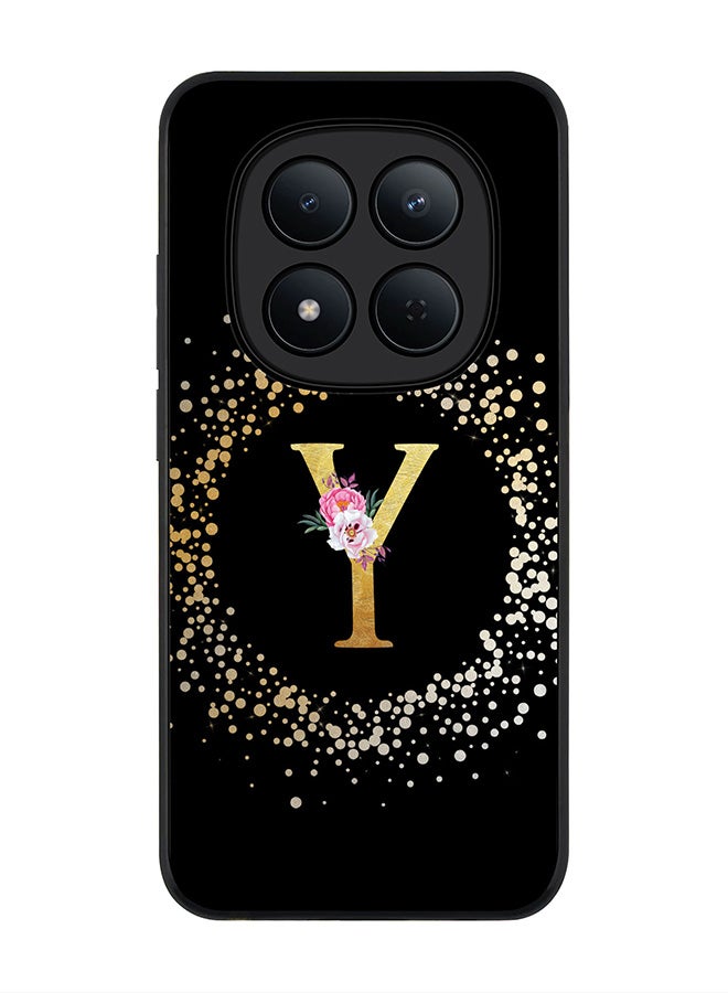 For Xiaomi Redmi Note 15 Pro 5G Case,Slim fit Camera Protection, Shockproof Thin Phone cover  - Custom Monogram Floral - Y ( Black )