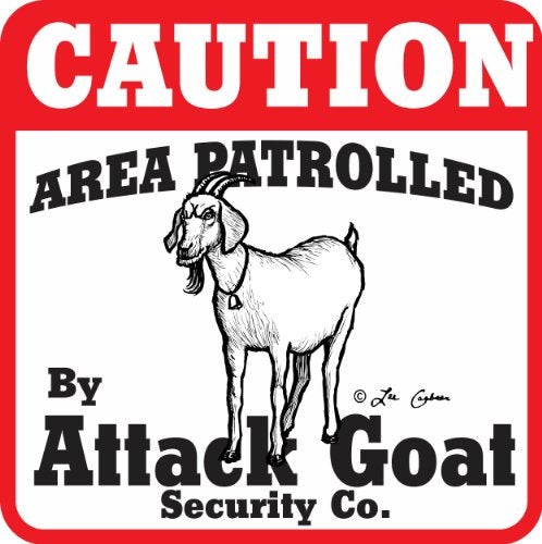 signs up Caution Attack Goat Sign - Image 1