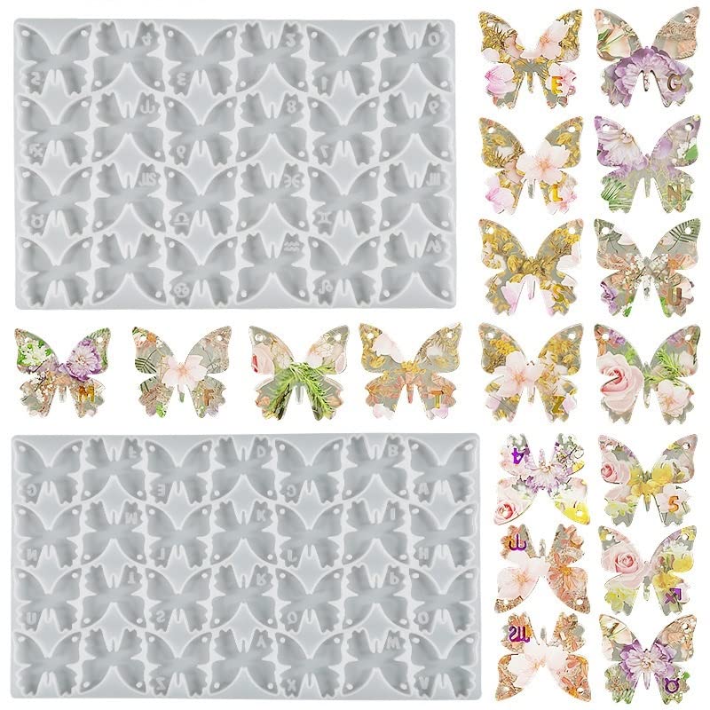 ARTOOL Butterfly Shape Resin Art Mold Decorative DIY Multipurpose Keychains Earrings Necklace Wall Decoration Making Tool Epoxy Resin Art Mould 24 in 1 Mould (D58) - Image 1