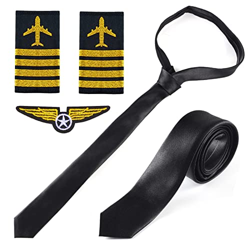 Yewong Airline Pilot Captain Hat Pilot Costume Accessory with Aviator Sunglasses for Adults and Teens Captain Halloween Party Cosplay Supplies (Blue-4) - Image 4