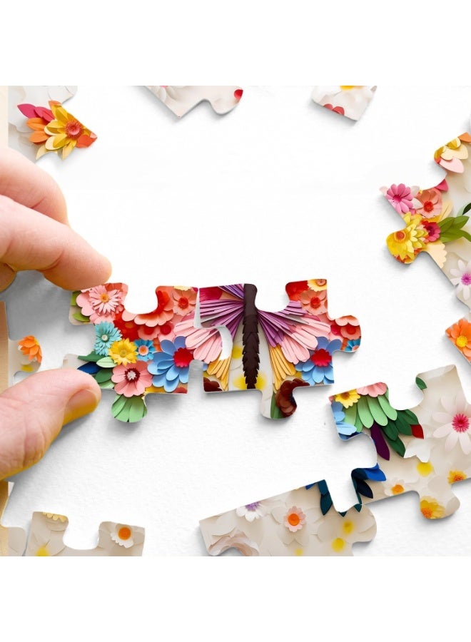 ألغاز فراشات للكبار 1000 قطعة، ألغاز فراشات أزهار ملونة صعبة مع فن الورق، ألغاز تركيب حيوانات ونباتات صعبة للكبار - Image 3