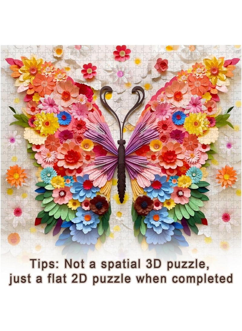 ألغاز فراشات للكبار 1000 قطعة، ألغاز فراشات أزهار ملونة صعبة مع فن الورق، ألغاز تركيب حيوانات ونباتات صعبة للكبار - Image 4