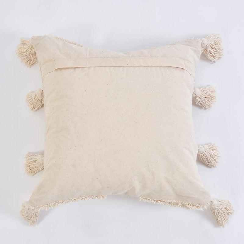 pepme pepme Tufted Cushion Cover Side Filled Triangles Center Diamond 16x16 OffWhite  - Image 4
