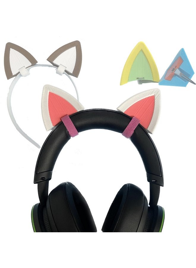 2x Cat Ears - Universal - Made In USA (White/Pink) - Image 1