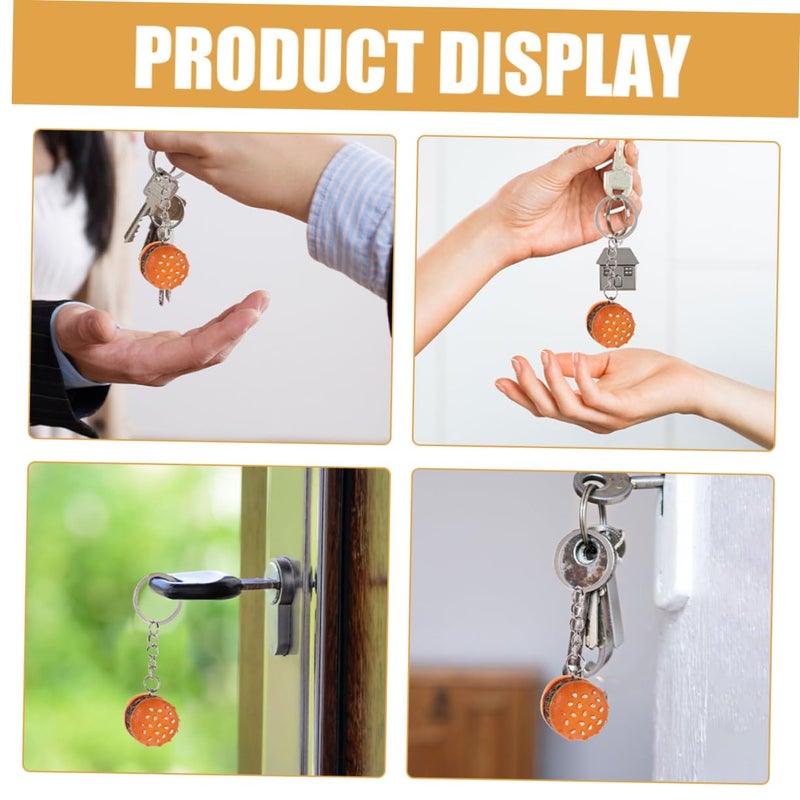10 قطعة مجموعة مفاتيح DIY، برغر صغير، شنطة، زينة معلقة، إكسسوارات مفتاح - Image 3