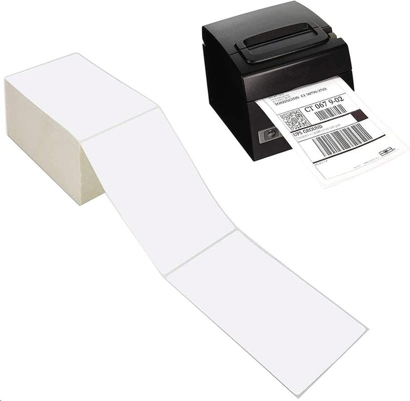 9527 Product 4 x 6 Thermal Labels - Pack of 100 Fanfold Labels for Direct Thermal Printer, White Perforated Shipping Label,100 Label per Stack,1 Stack - Image 2