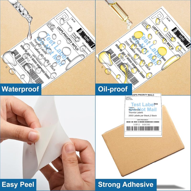 9527 Product 4 x 6 Thermal Labels - Pack of 100 Fanfold Labels for Direct Thermal Printer, White Perforated Shipping Label,100 Label per Stack,1 Stack - Image 3
