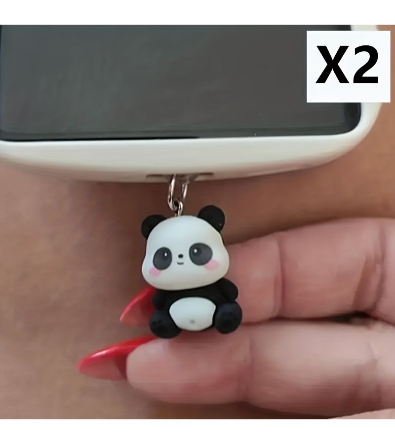 2 Pcs Panda Resin Phone Dust Plug For IPhone5 14 Type C USB C Android Charging Port Protector DIY Mobile Accessories - Image 2