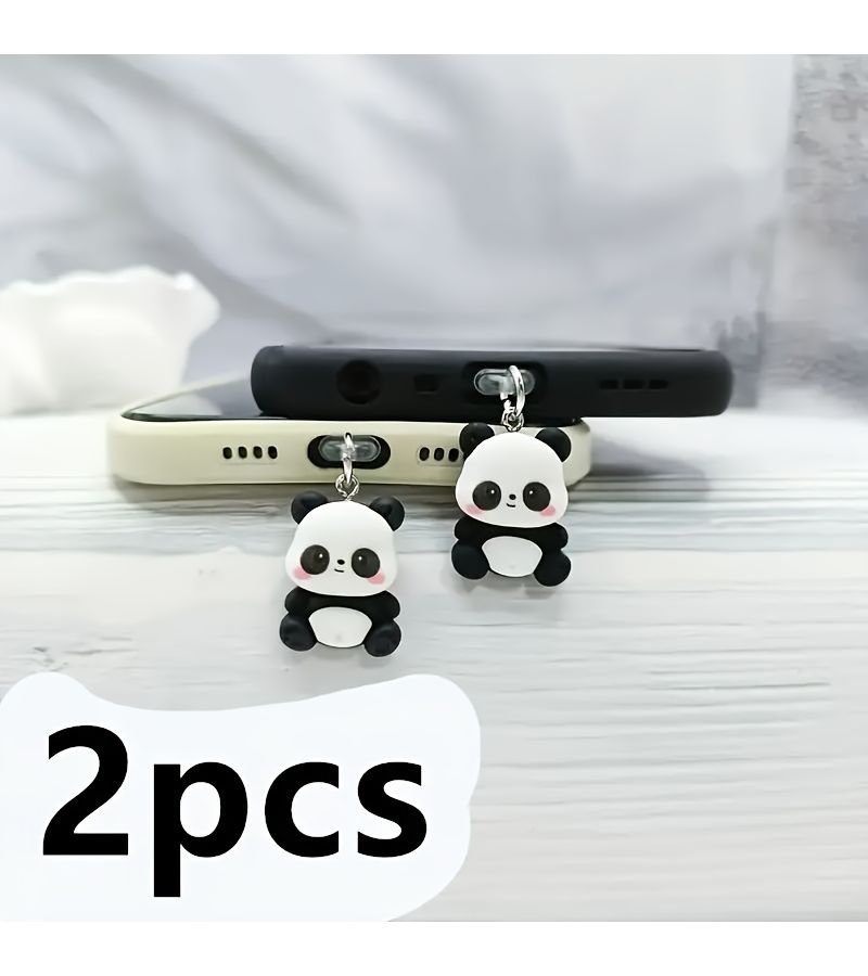 2 Pcs Panda Resin Phone Dust Plug For IPhone5 14 Type C USB C Android Charging Port Protector DIY Mobile Accessories - Image 1