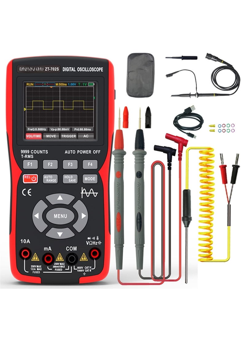 XiuWoo 2 in 1 Oscilloscope Multimeter with 2.8 Inch IPS Display,9999 Counts, Single Channel 10MHZ Bandwidth,48MSa/s High Real-time Sampling Rate,±400V Input Voltage, Measures Ohm Volt Tester  - Image 1