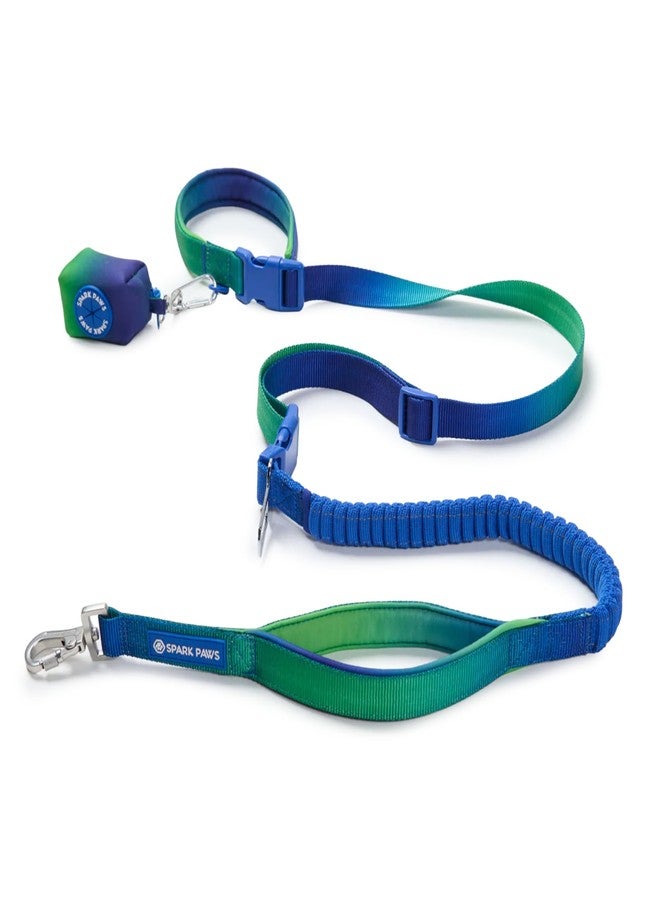 Spark Paws Handsfree Dog Leash – Shock Absorbing Waist Bungee Lead with 2 Padded Handles, Car Seatbelt Clip & Poop Bag Set, Heavy Duty Tactical Lead for Medium, Large & X-Large Breeds - Lime Wave - Image 1