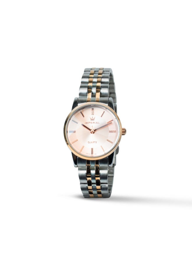 IMPERIAL Men's 2 Tone Silver & Rose Gold Stainless Steel Watch, Rose Gold Dial, Y121 Movement, Butterfly Clasp, 3ATM Watch for Men | IMP.GD6639L4599 - Image 1