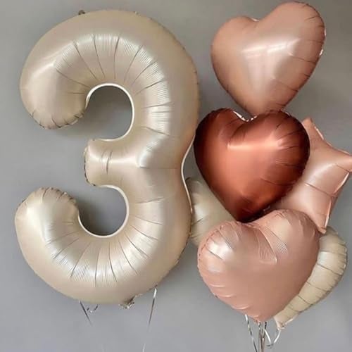 Biapian 10PCS Brown Khaki Heart Shape Balloons - 18inch Chocolate Coffee Foil Heart Balloons for Helium Neutral Love Jungle Safari Birthday Party, Valentines Day - Image 4