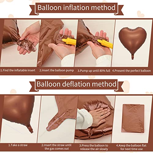 Biapian 10PCS Brown Khaki Heart Shape Balloons - 18inch Chocolate Coffee Foil Heart Balloons for Helium Neutral Love Jungle Safari Birthday Party, Valentines Day - Image 3