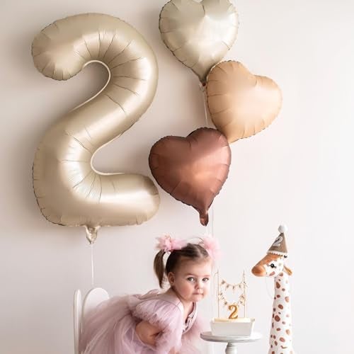 Biapian 10PCS Brown Khaki Heart Shape Balloons - 18inch Chocolate Coffee Foil Heart Balloons for Helium Neutral Love Jungle Safari Birthday Party, Valentines Day - Image 5