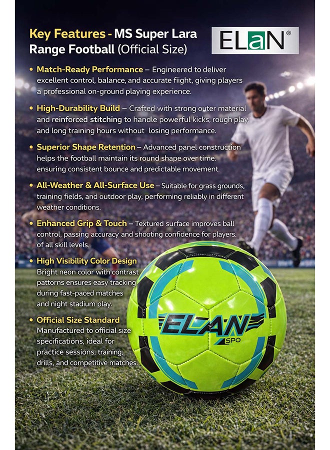 Elan Superlara Printed Football Size 5 – Official Size PVC Stitched Football, Durable Outdoor Soccer Ball with High Visibility Graphics for Training, School and Recreational Play - Image 4