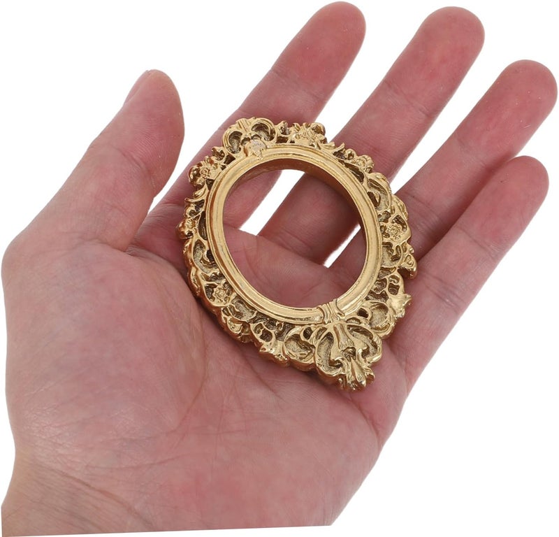 10pcs Retro Gold Mini Picture Frames Assortment for DIY Crafts Jewelry Display, Small Oval, Rectangle, Heart, Square Shapes Tabletop Decoration - Image 4