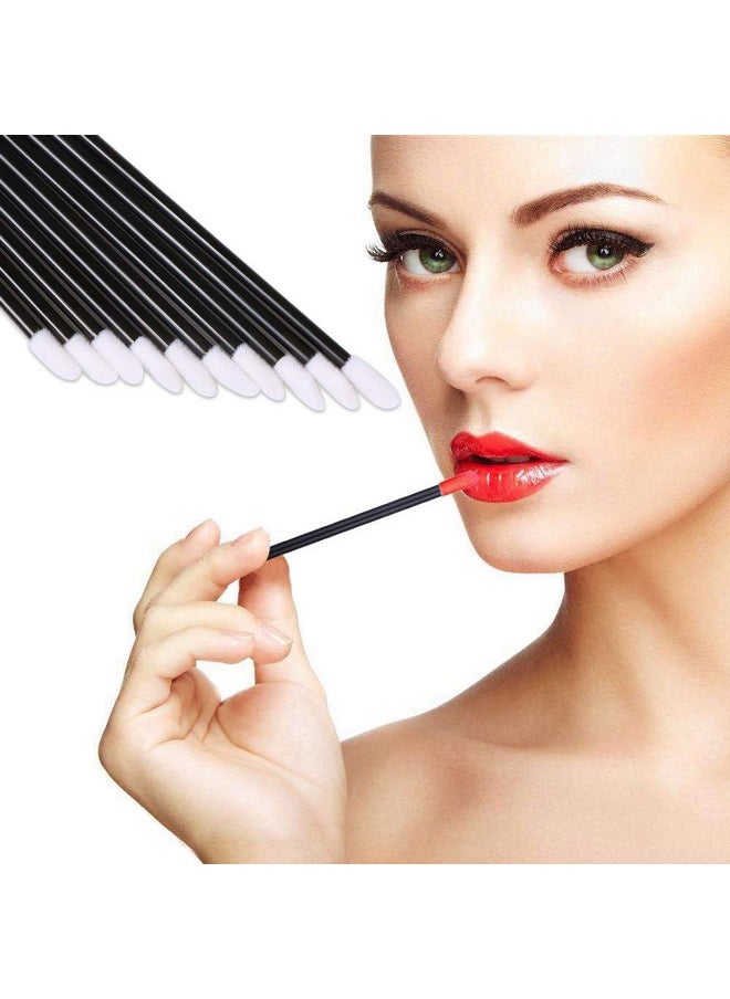 EVERMARKET - (Tm) 50 Pieces Disposable Lip Brushes Lipstick Gloss Wands Applicator Makeup Tool Kits Black - Image 1