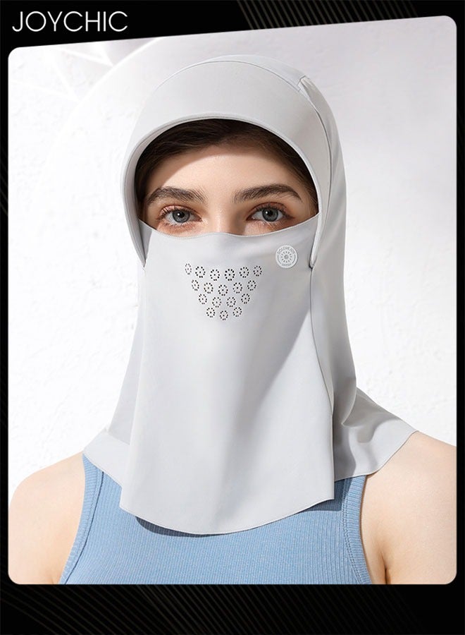 Joychic قناع واقي من الشمس صيفي من الحرير الجليدي للنساء، خفيف الوزن وقابل للتنفس، قناع حماية متكامل للرأس والرقبة مع قبعة  - Image 2