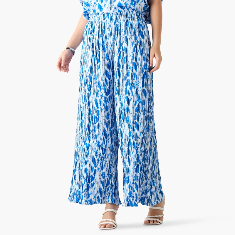 2Xtremz 2Xtremz Printed Mid-Rise Wide Leg Pants with Pockets