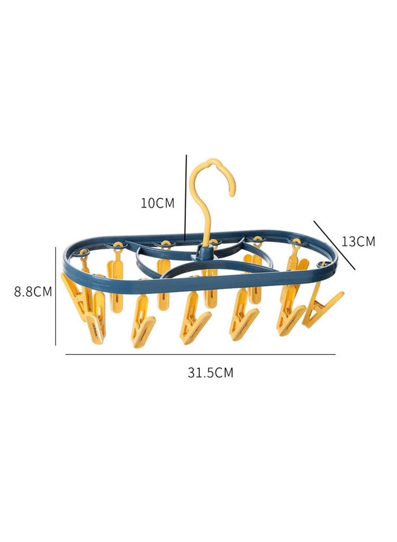 MARGOUN Clothes Drying Hanger Foldable Drying Rack With 12 Clips Plastic Space Saving Closet Organizer Hanger Rack for Towels Socks Bras Underwear - Image 5