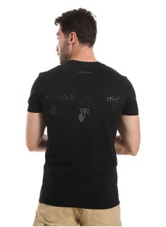 WHITE RABBIT White Rabbit Short Sleeves Black Tee With "White Rabbit" Charcoal Print  - Image 3