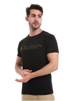 WHITE RABBIT White Rabbit Short Sleeves Black Tee With "White Rabbit" Charcoal Print  - Image 2