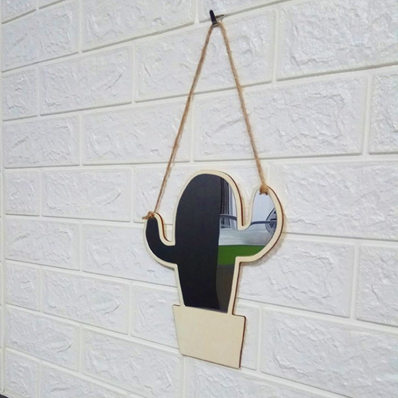 🏠 مرآة حائط أكريليك بإطار خش على شكل صبار - Image 4