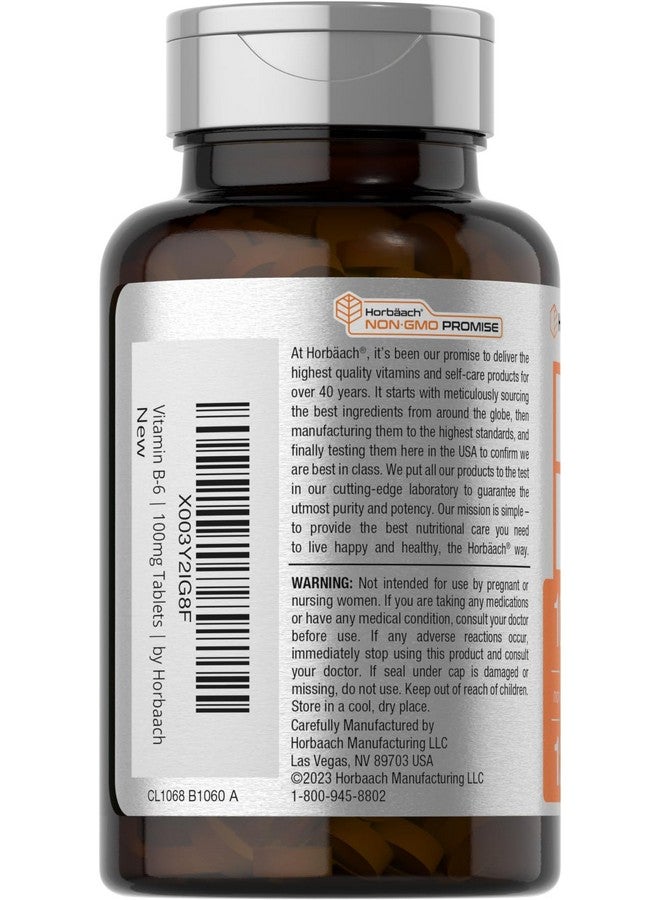 Horbäach Vitamin B-6 100mg | 120 Vegetarian Tablets | Pyridoxine HCl | Non-GMO & Gluten Free Supplement - Image 3