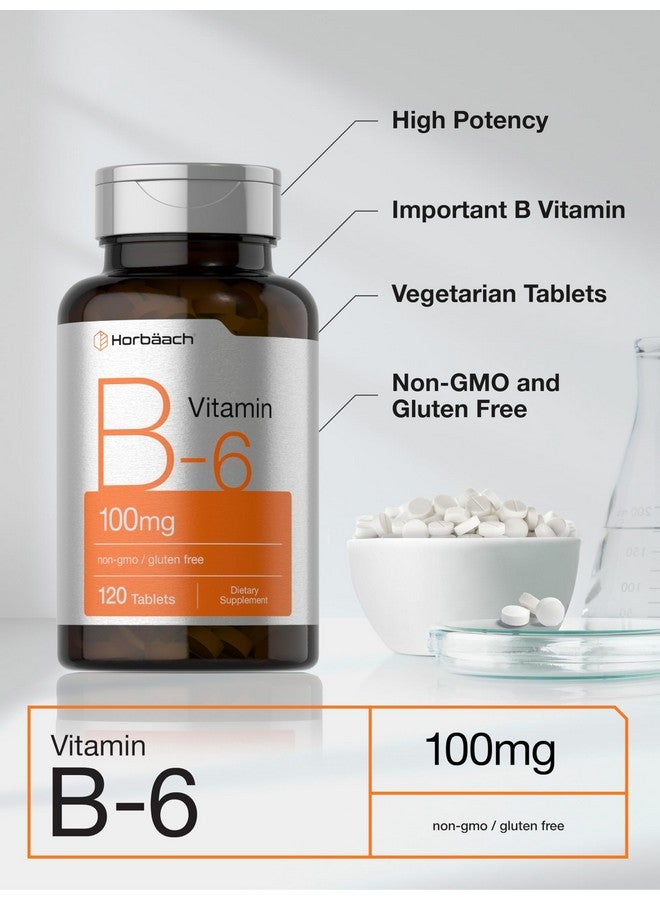 Horbäach Vitamin B-6 100mg | 120 Vegetarian Tablets | Pyridoxine HCl | Non-GMO & Gluten Free Supplement - Image 4