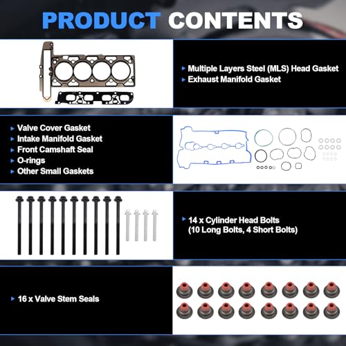 SUSUCAR Timing Chain Kit w/Head Gasket, Water Pump, Oil Pump, Sprocket Tensioner for GMC Terrain Chevy Equinox Malibu Buick Regal Verano 2.2 2.4L Ecotec 9-4201S 9-4201SX - Image 4