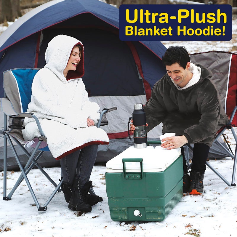 Ontel Huggle Hoodie Oversized Wearable Blanket Hoodie for Men & Women - Machine-Washable Soft Fleece Sweatshirt with Giant Hood  Large Pockets  & Sleeves  Gray Nordic - Image 3