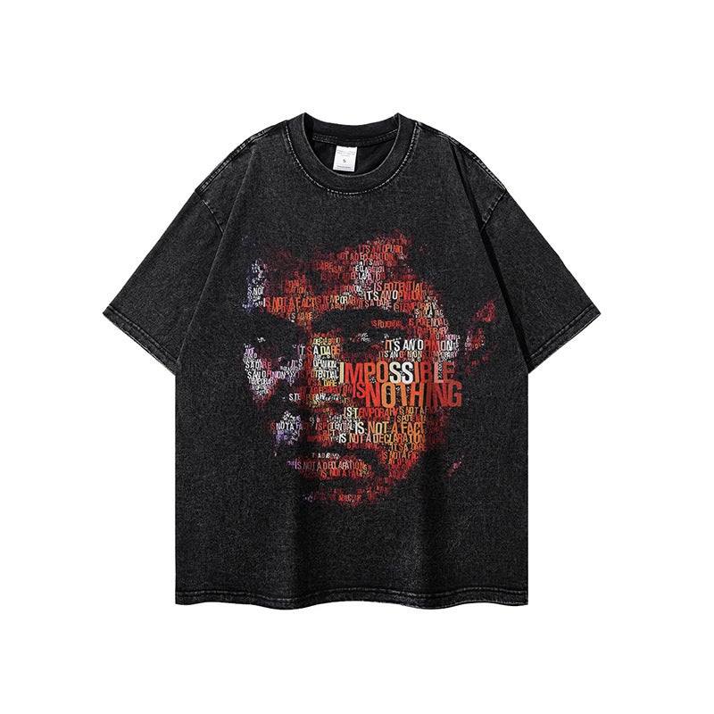 American-Style National Trendy New Round Neck Top Base Men'S Ins Ancient Heavy Wash Water-Made Old Printed Long-Sleeved T-Shirt - Image 4